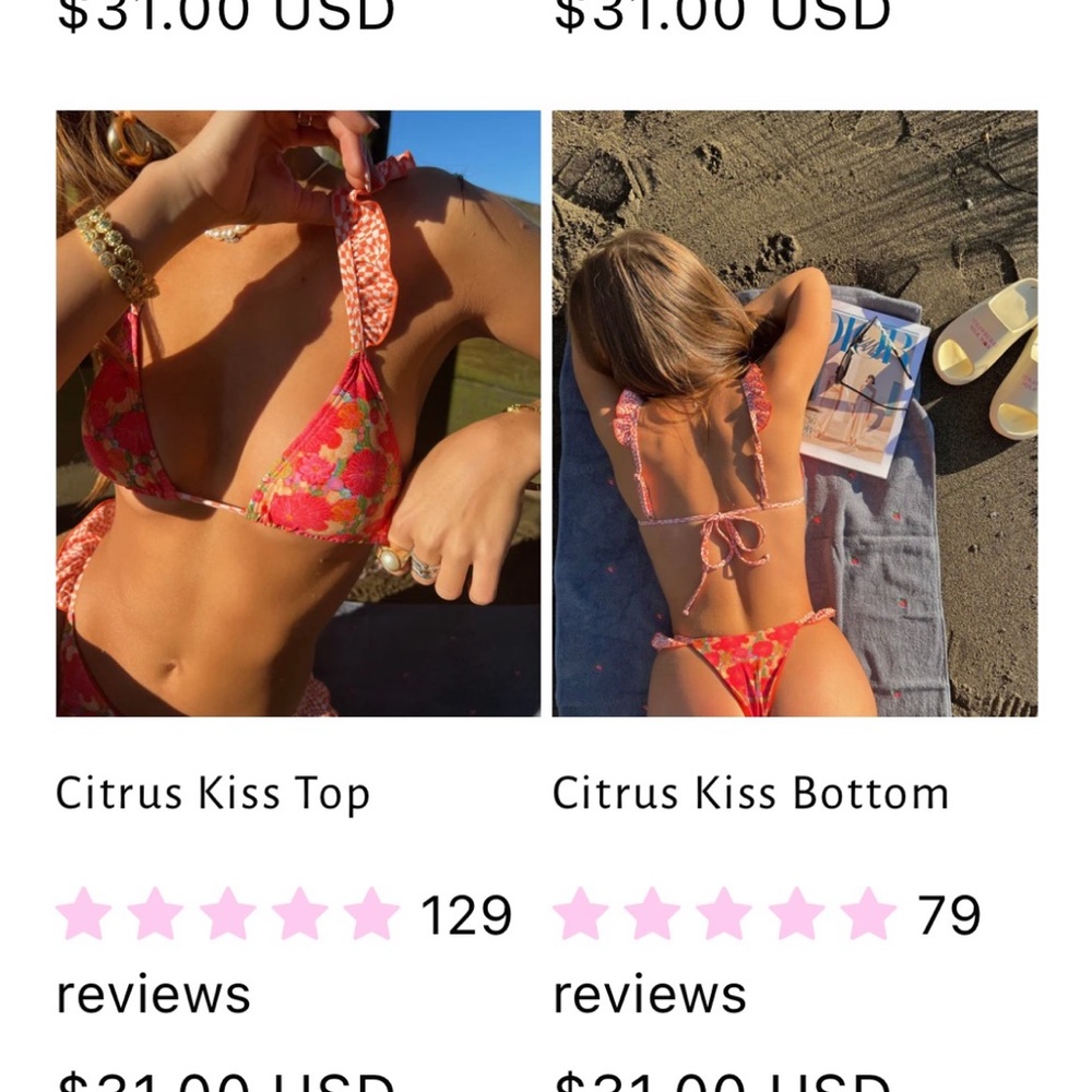 Strawberry Milk Mob Citrus Kiss Bikini - Red and Pink